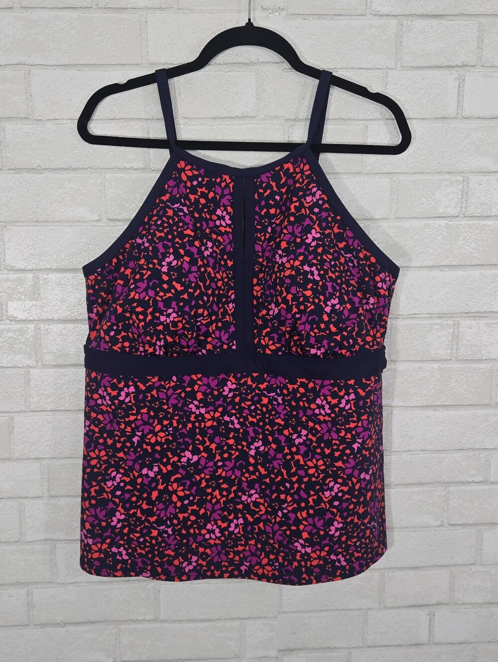 Lands' End Deep Sea Prism Keyhole High Neck‎ Tankini